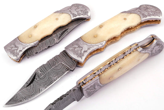 Handmade Damascus Steel Pocket Knife
